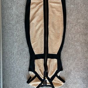 Gold/Black Stretch Knee Length Dress, Sz Sm